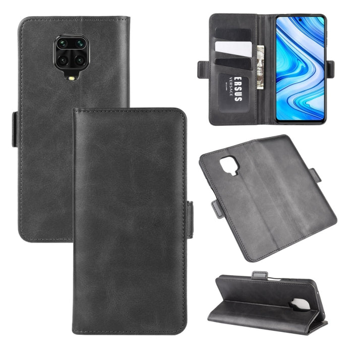 Para Xiaomi Redmi Note 9 Pro Funda de cuero con tapa horizontal con hebilla magnética de doble cara con soporte, ranuras para tarjetas y billetera