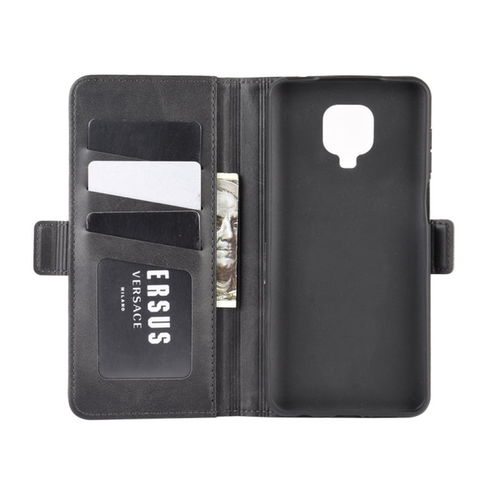 Para Xiaomi Redmi Note 9 Pro Funda de cuero con tapa horizontal con hebilla magnética de doble cara con soporte, ranuras para tarjetas y billetera