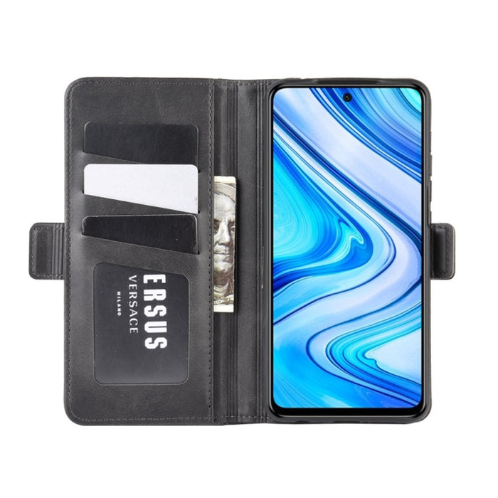 Para Xiaomi Redmi Note 9 Pro Funda de cuero con tapa horizontal con hebilla magnética de doble cara con soporte, ranuras para tarjetas y billetera