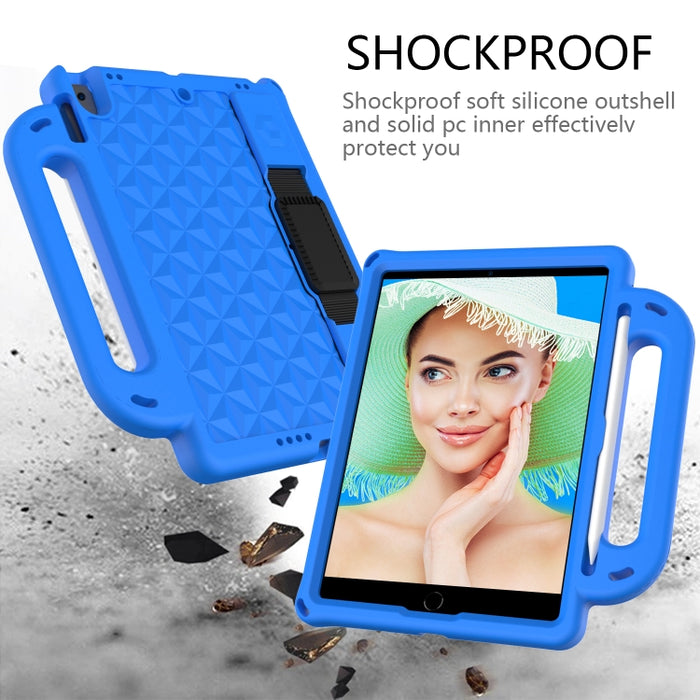 Funda protectora plana a prueba de caídas para niños de EVA con diseño de espalda de diamante con correa, For iPad 10.2 2021 / 2020 / 2019/ Pro 10.5