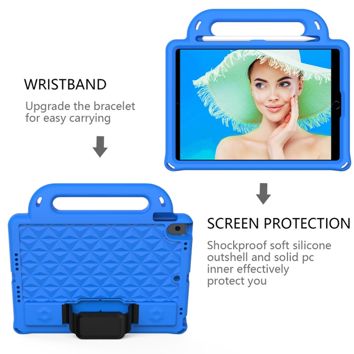 Funda protectora plana a prueba de caídas para niños de EVA con diseño de espalda de diamante con correa, For iPad 10.2 2021 / 2020 / 2019/ Pro 10.5