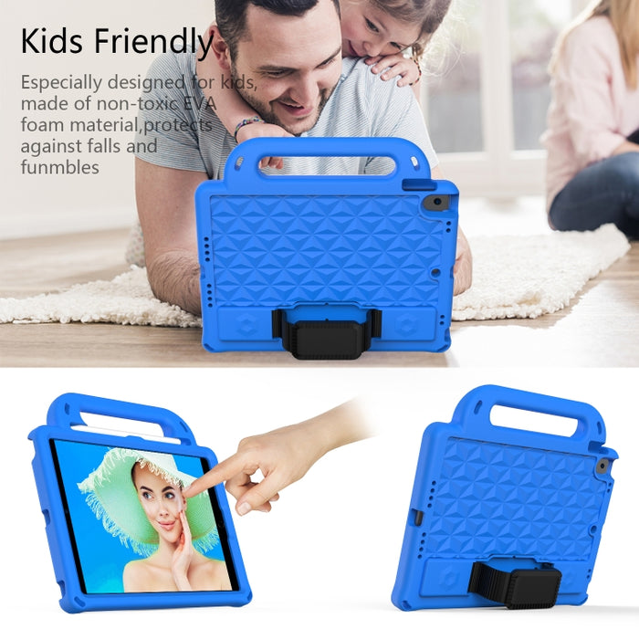 Funda protectora plana a prueba de caídas para niños de EVA con diseño de espalda de diamante con correa, For iPad 10.2 2021 / 2020 / 2019/ Pro 10.5