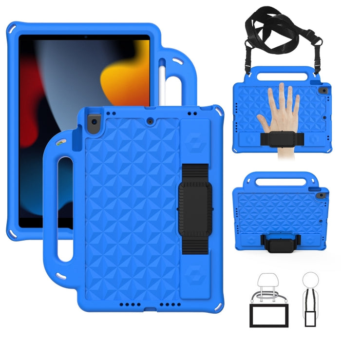 Funda protectora plana a prueba de caídas para niños de EVA con diseño de espalda de diamante con correa, For iPad 10.2 2021 / 2020 / 2019/ Pro 10.5