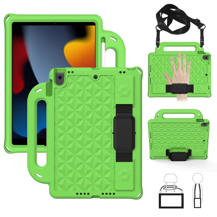 Funda protectora plana a prueba de caídas para niños de EVA con diseño de espalda de diamante con correa, For iPad 10.2 2021 / 2020 / 2019/ Pro 10.5