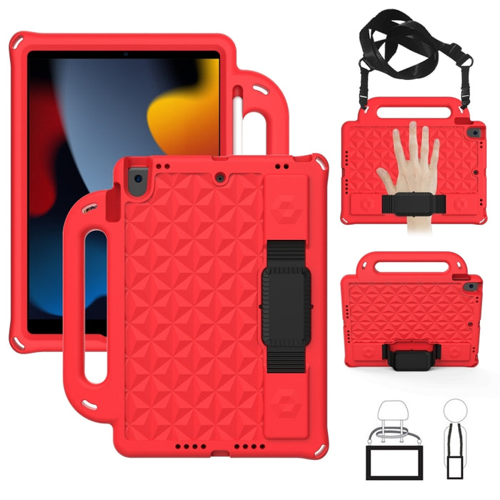 Funda protectora plana a prueba de caídas para niños de EVA con diseño de espalda de diamante con correa, For iPad 10.2 2021 / 2020 / 2019/ Pro 10.5