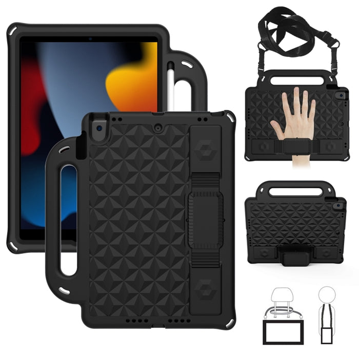 Funda protectora plana a prueba de caídas para niños de EVA con diseño de espalda de diamante con correa, For iPad 10.2 2021 / 2020 / 2019/ Pro 10.5