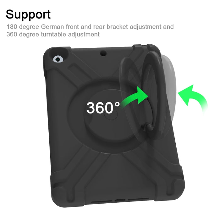 Para iPad 10.2 PC + Estuche combinado de silicona a prueba de golpes con soporte giratorio de 360 grados y manija, For iPad 10.2