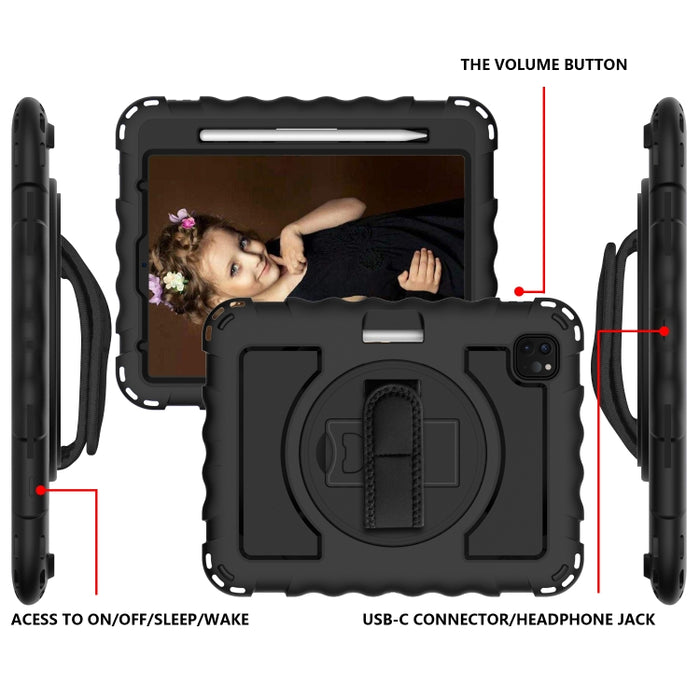 Para iPad Pro 11 (2020) PC + funda combinada de silicona a prueba de golpes con soporte y mango giratorios de 360 grados, For iPad Pro 11 (2020), For iPad Pro 11  (2020)