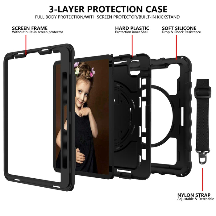 Para iPad Pro 11 (2020) PC + funda combinada de silicona a prueba de golpes con soporte y mango giratorios de 360 grados, For iPad Pro 11 (2020), For iPad Pro 11  (2020)