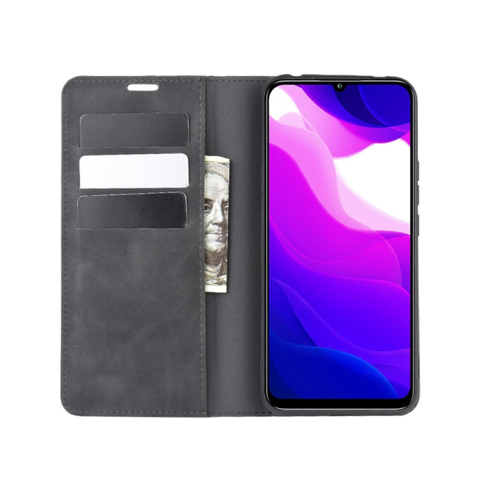Para Xiaomi Mi Note 10 Lite 5g Funda de cuero de succión magnética de negocios de piel retro con soporte y ranuras para tarjetas y billetera, For Xiaomi Mi 10 Lite 5G