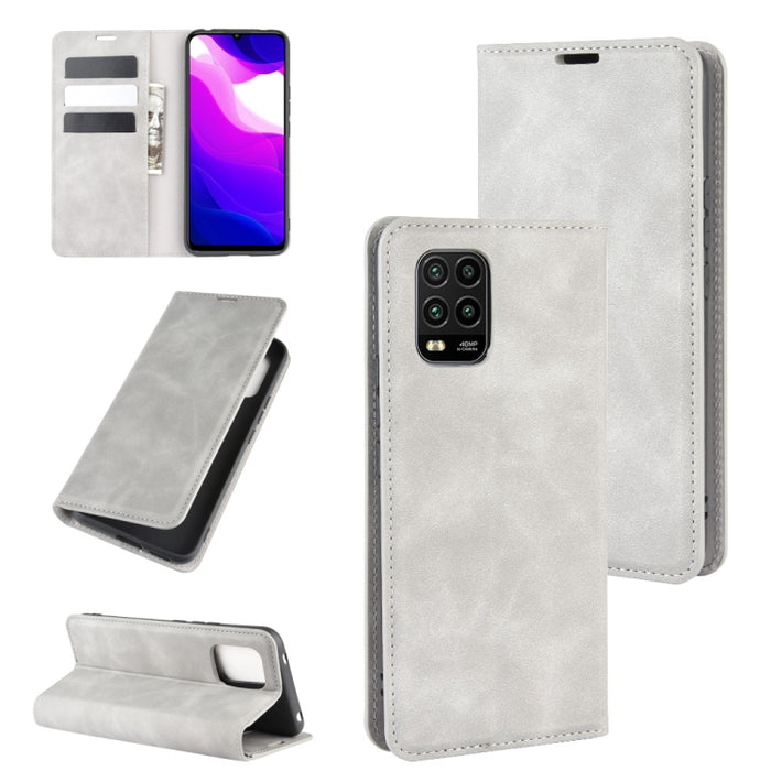 Para Xiaomi Mi Note 10 Lite 5g Funda de cuero de succión magnética de negocios de piel retro con soporte y ranuras para tarjetas y billetera, For Xiaomi Mi 10 Lite 5G