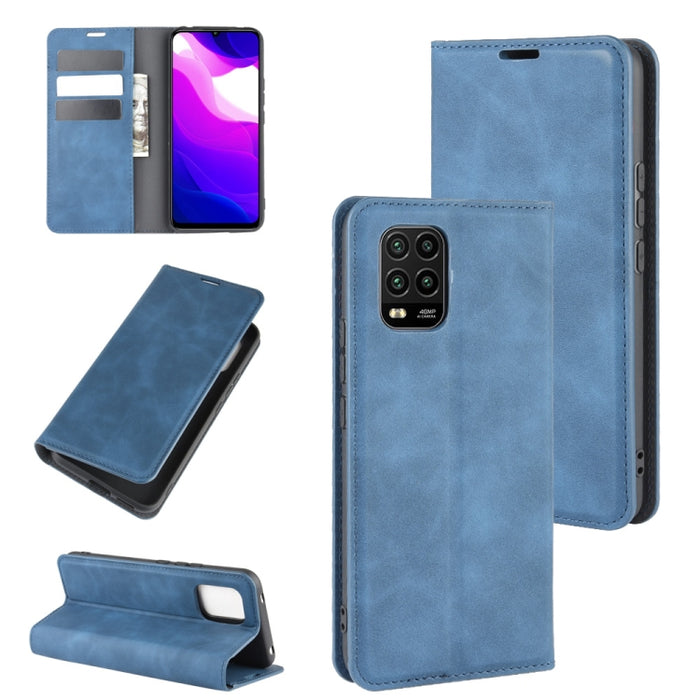 Para Xiaomi Mi Note 10 Lite 5g Funda de cuero de succión magnética de negocios de piel retro con soporte y ranuras para tarjetas y billetera, For Xiaomi Mi 10 Lite 5G