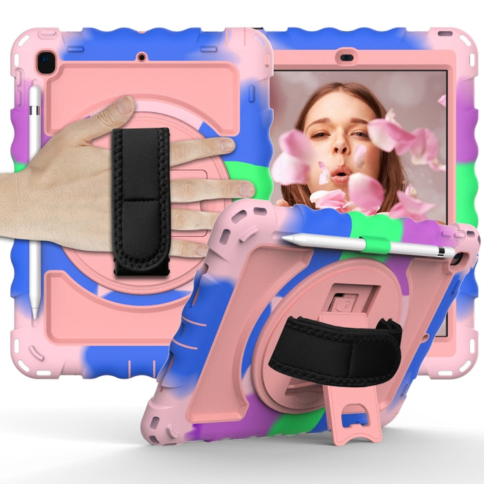 Para iPad 9.7 (2018) y (2017) Rotación de 360 grados PC + Estuche combinado de silicona a prueba de golpes con soporte y correa de mano y correa para el cuello, For iPad 9.7 (2018)