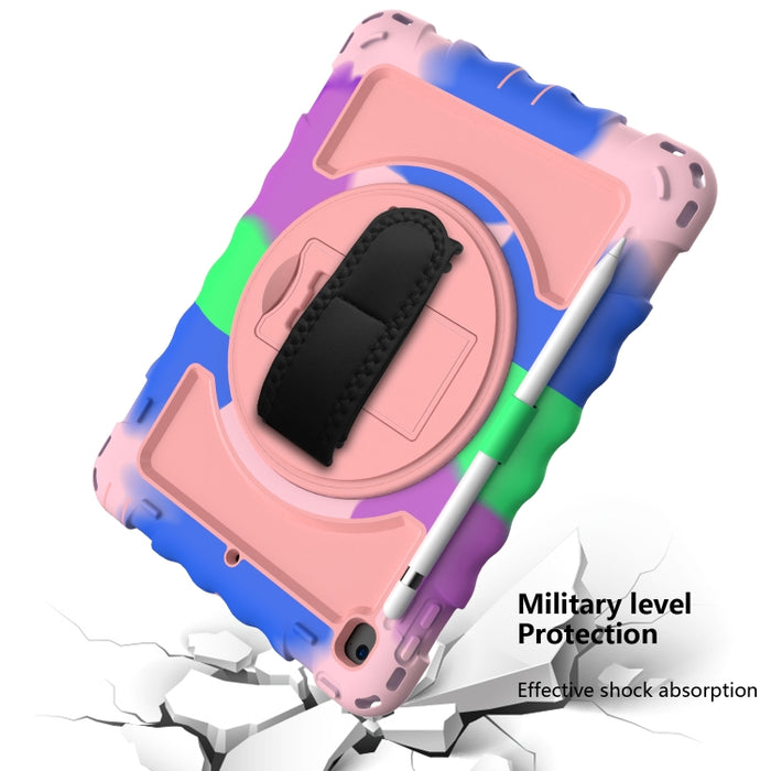 Para iPad 9.7 (2018) y (2017) Rotación de 360 grados PC + Estuche combinado de silicona a prueba de golpes con soporte y correa de mano y correa para el cuello, For iPad 9.7 (2018)