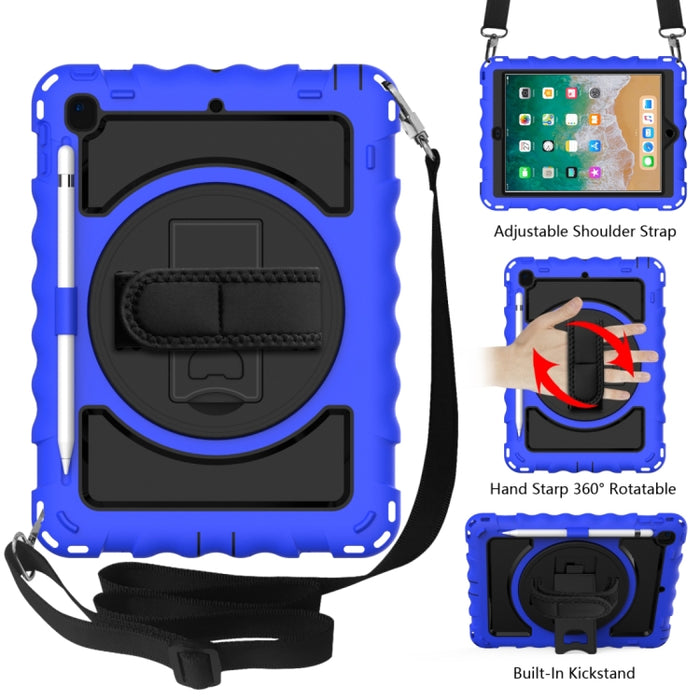 Para iPad 9.7 (2018) y (2017) Rotación de 360 grados PC + Estuche combinado de silicona a prueba de golpes con soporte y correa de mano y correa para el cuello, For iPad 9.7 (2018)