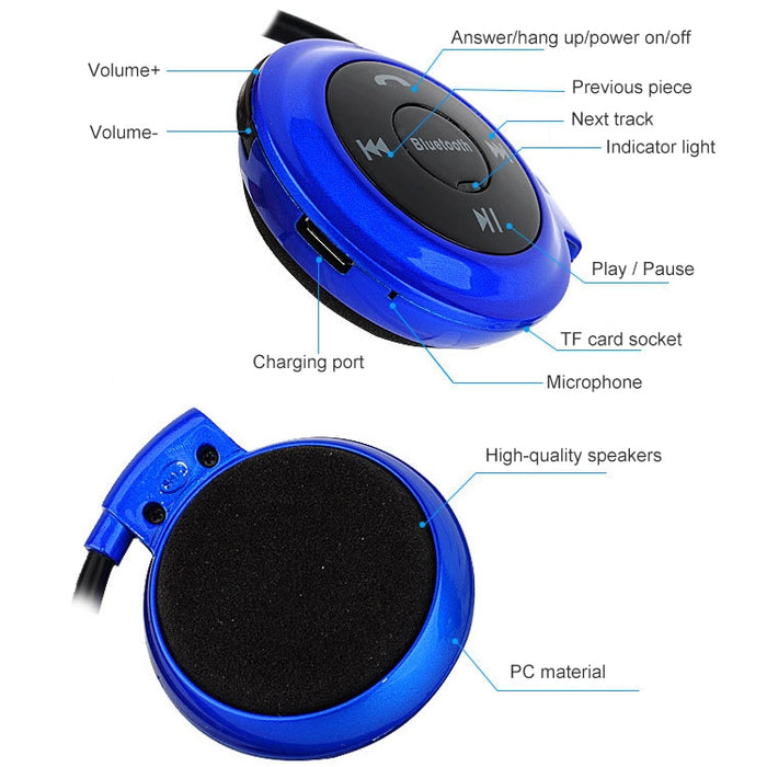 NVAHVA Reproductor de MP3 Auriculares Bluetooth, Auriculares deportivos inalámbricos Reproductor de MP3 con Radio FM, Auriculares estéreo Tarjeta TF MP3 máx. a 32 GB