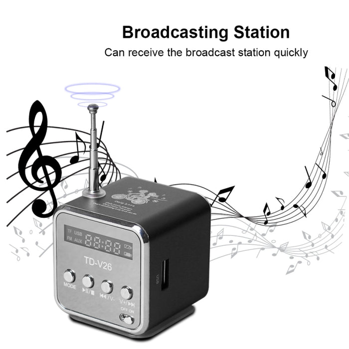 Altavoces portátiles con FM, Mini Radio multifunción, USB, altavoces para ordenador portátil, TV, teléfono, compatible con tarjeta SD/TF, reproductor de música Mp3