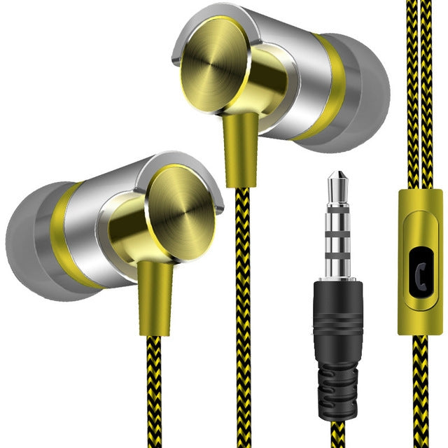 Auriculares con cable de metal, auriculares con sonido súper bajo, auriculares deportivos intrauditivos con micrófono para Xiaomi, Samsung, Huawei