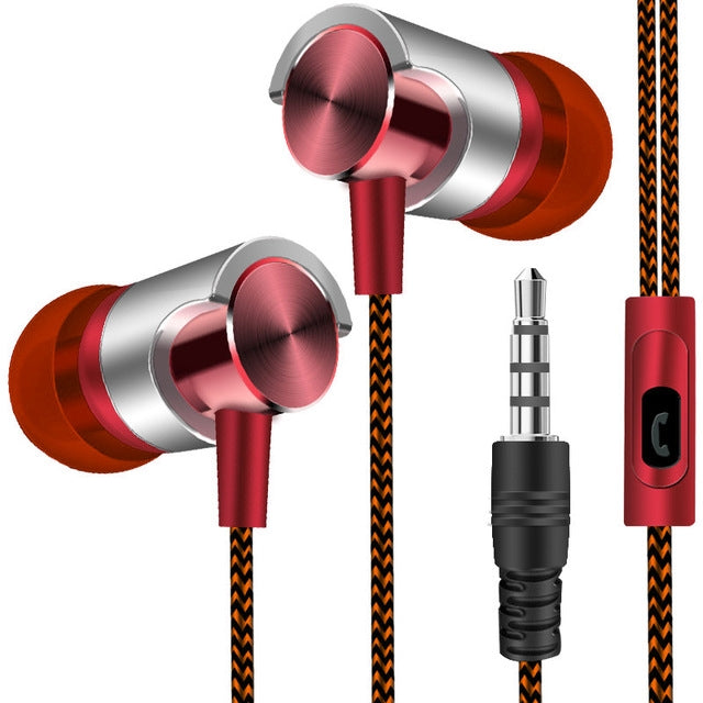Auriculares con cable de metal, auriculares con sonido súper bajo, auriculares deportivos intrauditivos con micrófono para Xiaomi, Samsung, Huawei