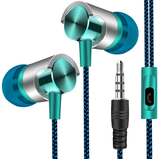 Auriculares con cable de metal, auriculares con sonido súper bajo, auriculares deportivos intrauditivos con micrófono para Xiaomi, Samsung, Huawei