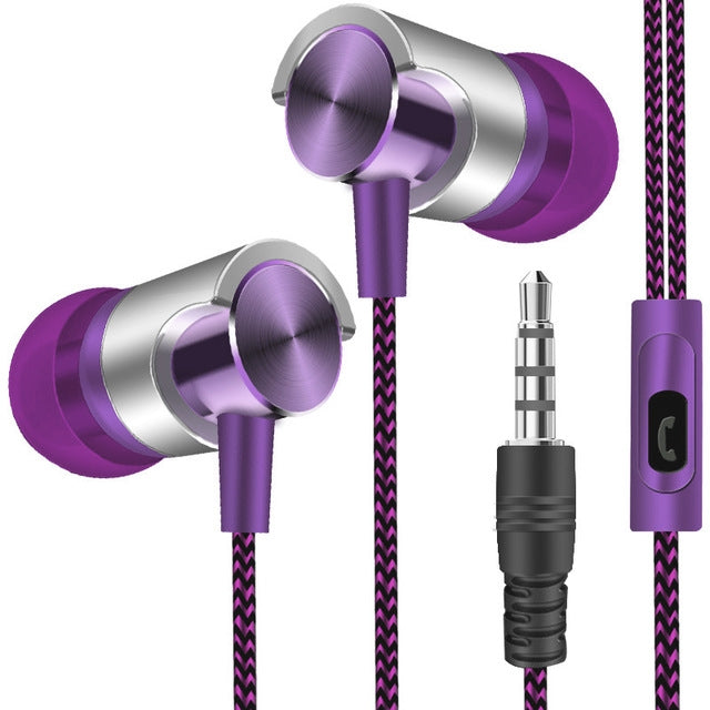 Auriculares con cable de metal, auriculares con sonido súper bajo, auriculares deportivos intrauditivos con micrófono para Xiaomi, Samsung, Huawei