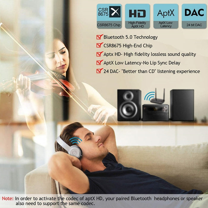VIKEFON BT-21 Adaptador Bluetooth 5.0 Receptor Transmisor de Audio Bluetooth