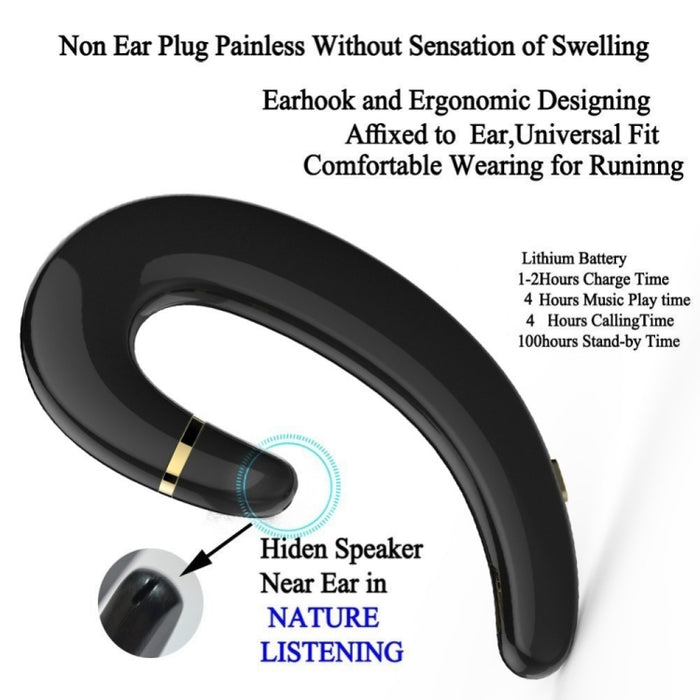 ET-auriculares inalámbricos con Bluetooth, cascos manos libres con gancho para la oreja, resistentes al agua, con reducción de ruido y micrófono para Android y IPhone