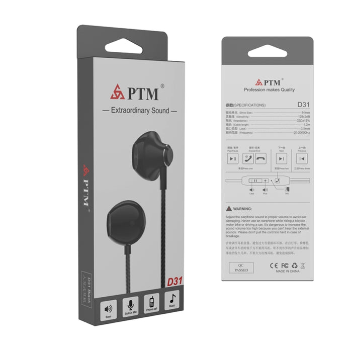 PTM D31 auriculares estéreo con graves con micrófono manos libres auriculares deportivos para juegos para teléfonos móviles Samsung Xiaomi