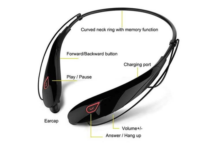Auriculares estéreo inalámbricos Bluetooth deportivos manos libres con batería de gran capacidad con micrófono