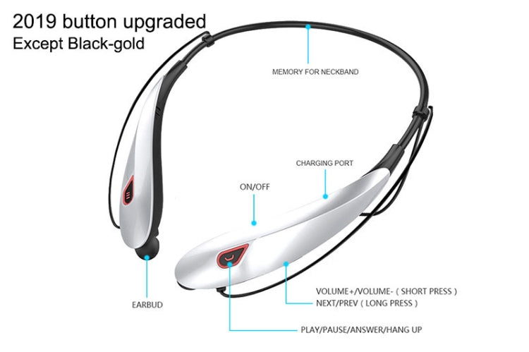 Auriculares estéreo inalámbricos Bluetooth deportivos manos libres con batería de gran capacidad con micrófono