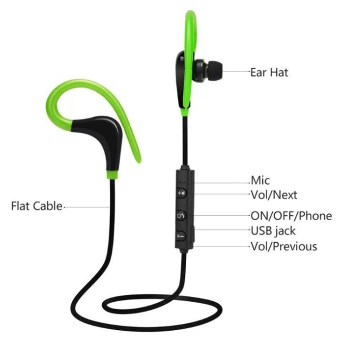 AiWei BT-01 Auricular inalámbrico Bluetooth con gancho para micrófono Auricular deportivo