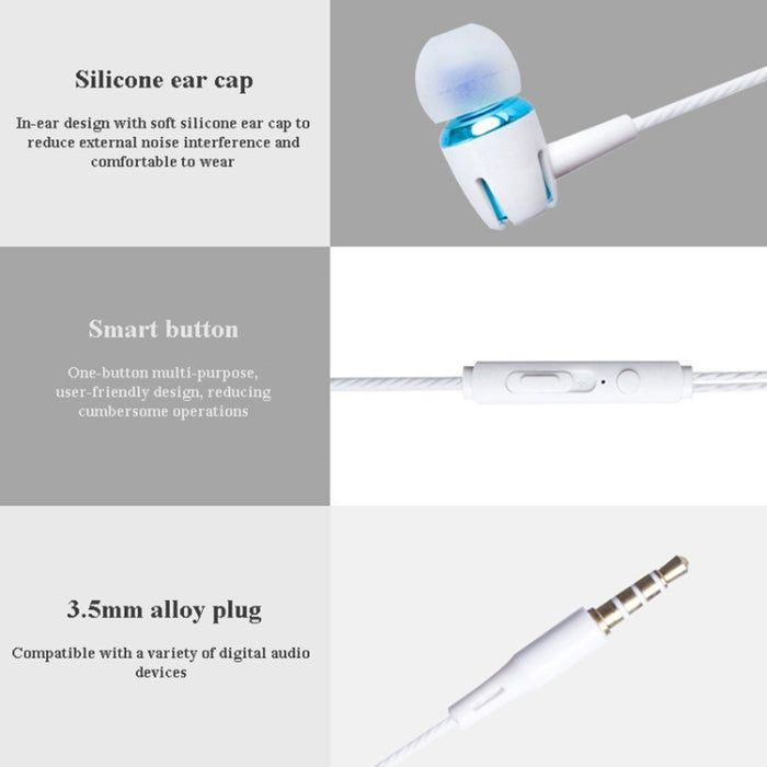 Auriculares con cable de 3,5 mm, auriculares con sonido estéreo, auriculares bajos de metal con micrófono para teléfono inteligente