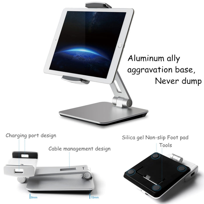 AP-7X Soporte universal de aluminio para montaje en escritorio para teléfono y tableta de 4,7 a 9,7 pulgadas
