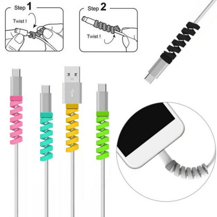 100 PCS Estilo espiral Cable de datos de silicona Cubierta protectora Anti-rotura de alambre Winder