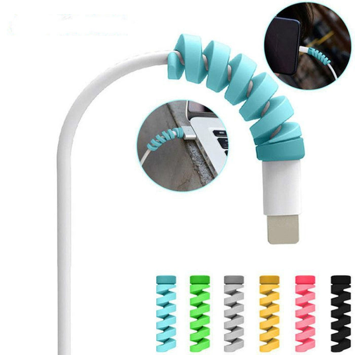 100 PCS Estilo espiral Cable de datos de silicona Cubierta protectora Anti-rotura de alambre Winder