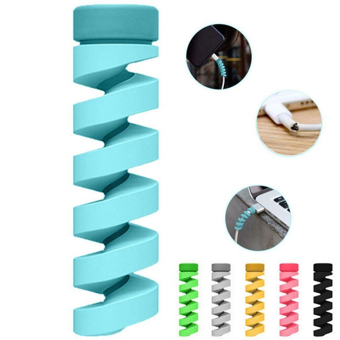 100 PCS Estilo espiral Cable de datos de silicona Cubierta protectora Anti-rotura de alambre Winder