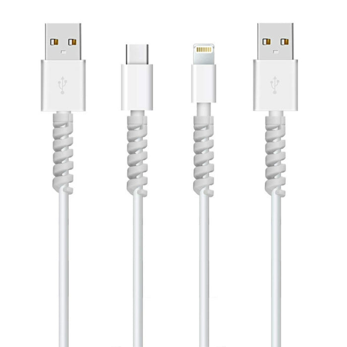 100 PCS Estilo espiral Cable de datos de silicona Cubierta protectora Anti-rotura de alambre Winder