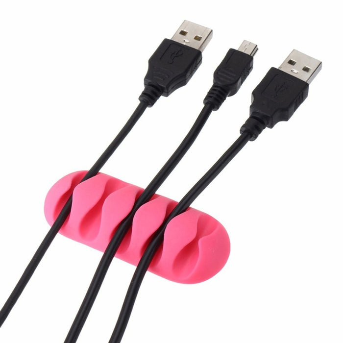 Soporte para cables de datos, organizador de almacenamiento de cables TPR de cinco orificios pastable, 10 Uds.