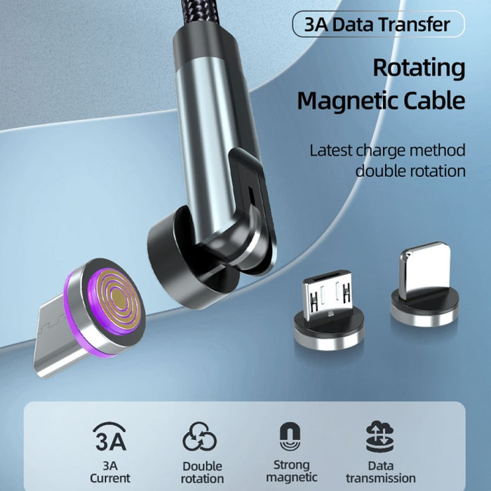 CC57 Cable de datos de carga rápida magnético giratorio de 540 grados, 1m + 8 Pin + Type-C/USB-C + Micro USB + Red, 1m + Type-C/USB-C + Micro USB + Black, 2m + Type-C/USB-C + Micro USB + Red, 2m + Type-C/USB-C + Micro USB + Black