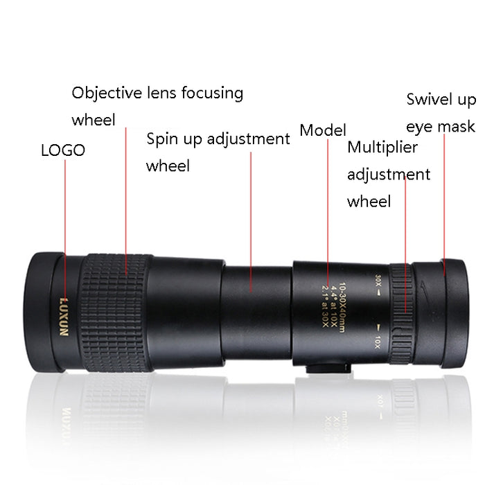 LUXUN 10-30x40 Mini telescopio de alta potencia HD de un solo cilindro para teléfono móvil