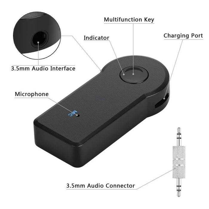 Adaptador de metal auxiliar 2 en 1 de 3,5 mm + convertidor de receptor de audio inalámbrico Bluetooth 4.1 para automóvil USB