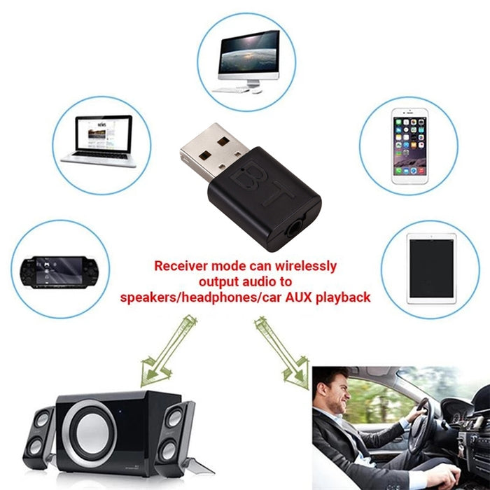 Receptor y transmisor de Audio Bluetooth, adaptador USB Bluetooth para TV/PC, altavoces para coche