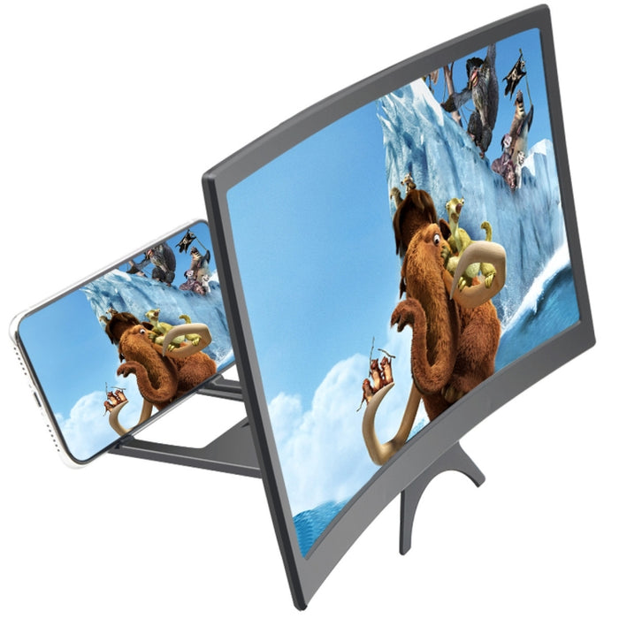 Lupa de pantalla curva para teléfono móvil, lupa de pantalla 3D de alta definición, soporte perezoso multifuncional, 12 pulgadas