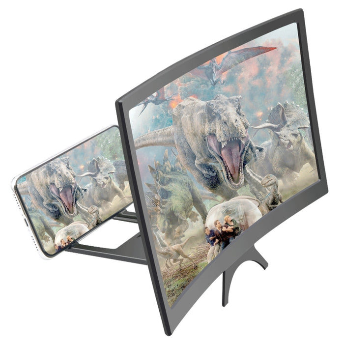 Lupa de pantalla curva para teléfono móvil, lupa de pantalla 3D de alta definición, soporte perezoso multifuncional, 12 pulgadas