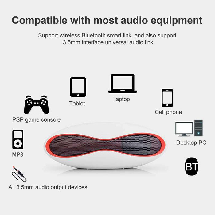 Altavoz Bluetooth con forma de mini rugby estéreo 3D con ranura para tarjeta TF (azul)