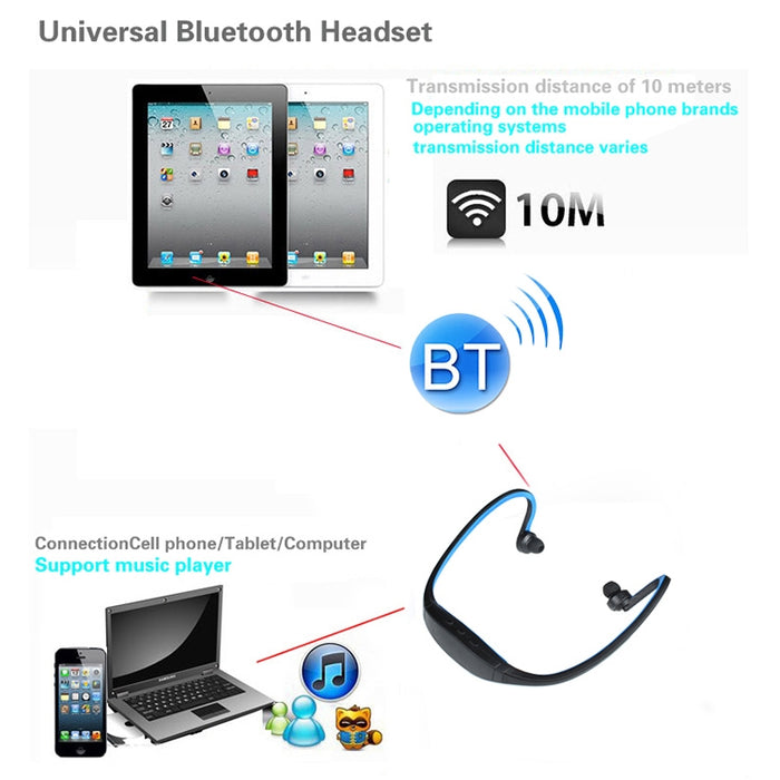 Auriculares deportivos inalámbricos Bluetooth S9 para teléfono iPhone Huawei XiaoMi, compatible con tarjeta TF / SD y micrófono