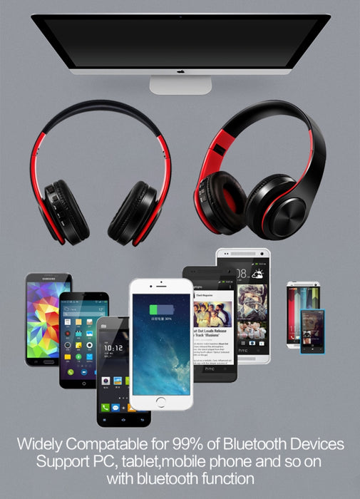 Auriculares Bluetooth inalámbricos estéreo HIFI para tableta Xiaomi iPhone Sumsamg, con micrófono, compatible con tarjeta SD y FM
