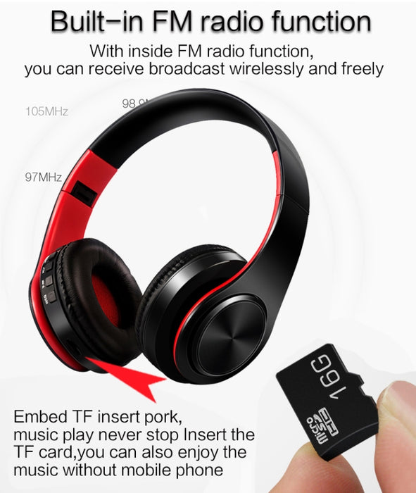 Auriculares Bluetooth inalámbricos estéreo HIFI para tableta Xiaomi iPhone Sumsamg, con micrófono, compatible con tarjeta SD y FM