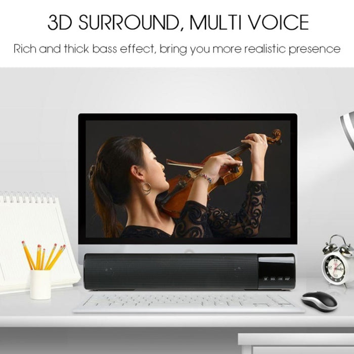 TOPROAD alta potencia 10W HIFI altavoz inalámbrico portátil con Bluetooth barra de sonido estéreo TF FM USB Subwoofer columna para ordenador TV teléfono