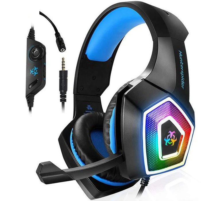 Auriculares para juegos con control de cable luminoso colorido RGB de 3,5 mm V1, longitud del cable: 2,2 m